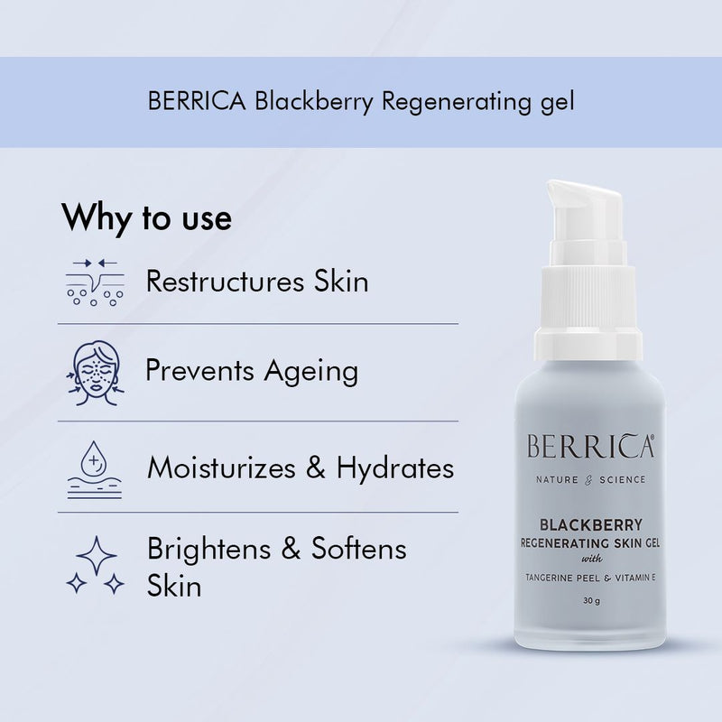 REGENERATING SKIN GEL | Blackberry + Hyaluronic Acid + Bakuchi Oil | Restructures Skin & Prevents Ageing